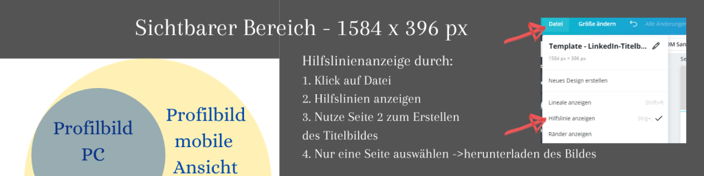 LinkedIn Titelbild-Vorlage mit Hilfslinien